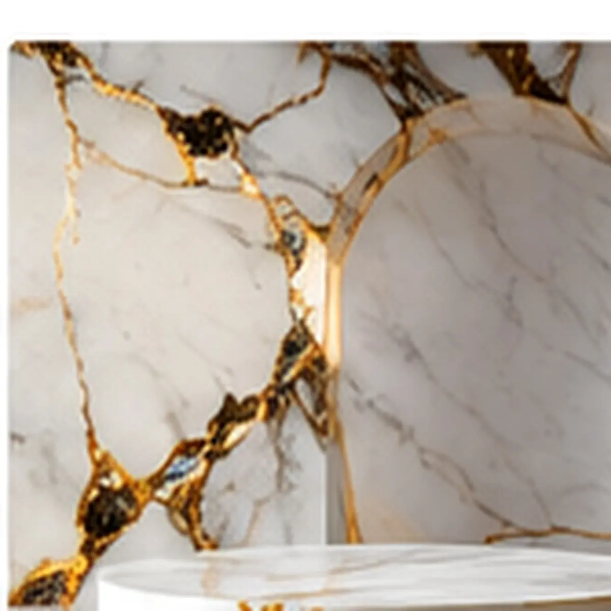White marble product pedestal with gold veining for premium product presentations